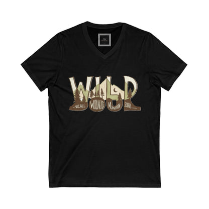 Wild Nature V-Neck Tee | Outdoor Adventure Shirt, Camping Gift, Wilderness Top, Nature Lover Apparel, Eco-Friendly Fashion