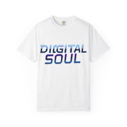 Digital Soul Garment-Dyed T-Shirt, Trendy Graphic Tee, Unique Fashion Statement, Gifts for Tech Lovers, Casual Everyday Wear