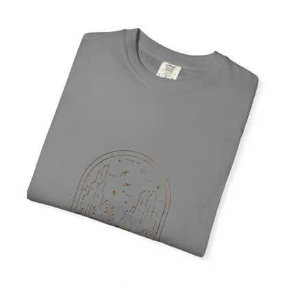 Night Journey Garment-Dyed T-Shirt, Bohemian Tee, Travel Shirt, Adventure Apparel, Gift for Wanderers, Night Sky Fashion